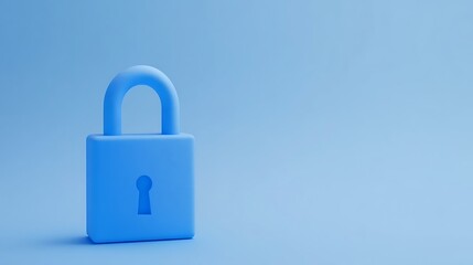 Fototapeta premium Blue Lock Icon on Soft Blue Background Representing Safety and Security Concepts in Digital and Physical Space