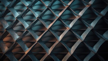 Diagonal Metallic mesh grid fence texture background