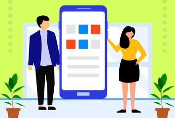 Mobile App Concept Illustration Stylish and Beautiful