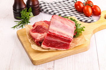 Raw beef rib for cooking