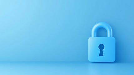 Fototapeta premium Blue padlock on a simple blue background symbolizing security, privacy, and protection in digital and physical realms