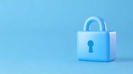 Blue Padlock on a Soft Blue Background Symbolizing Security, Protection and Privacy in Digital World