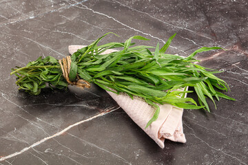 Green estragon branches for cooking