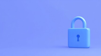 Fototapeta premium Blue padlock on a vibrant purple background symbolizing security, protection, and digital safety concepts