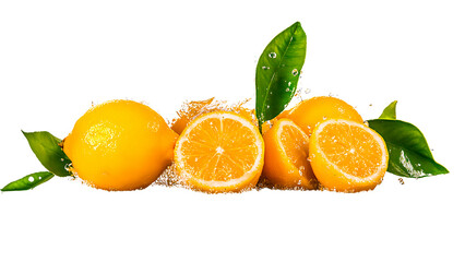 Fresh delicious lemons splashing