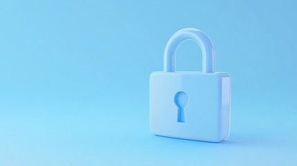 Blue Padlock on Soft Blue Background Symbolizing Security and Protection in Digital or Physical Spaces