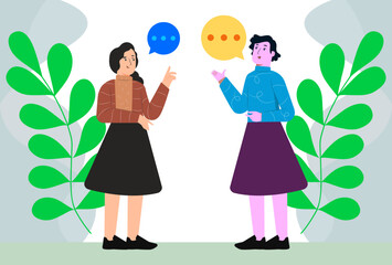 Chat Concept Illustration Stylish and Beautiful