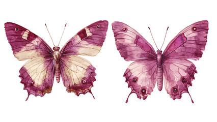 Obraz premium Pink butterflies in watercolor style