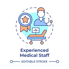 Experienced medical staff multi color concept icon. Qualified doctors. Quality of healthcare service. Round shape line illustration. Abstract idea. Graphic design. Easy to use in presentation