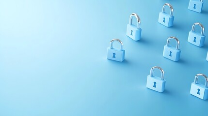 Blue Padlocks on a Minimalist Background Representing Security, Safety, and Protection in the Digital Age