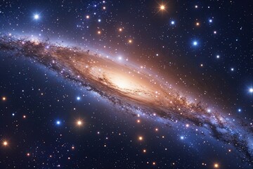 Obraz premium Brilliant Stars Over a Stunning Cosmic Horizon in a Beautiful Galaxy__