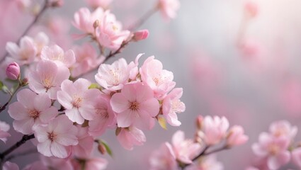 Spring blossom, background of pink flowers, soft pastel floral card, selective focus, toned.