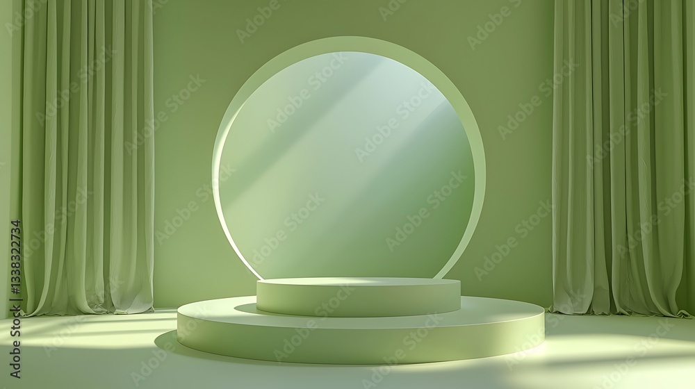 Poster minimalist green product display platform studio