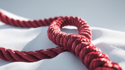Strong red climbing rope on light-colored background
