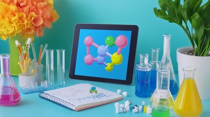 Colorful chemistry lab supplies