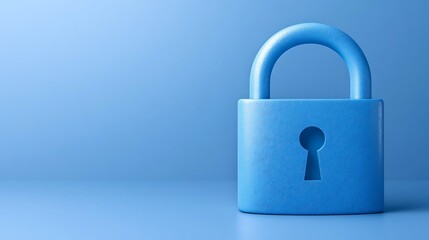 Fototapeta premium Bright Blue Padlock Against a Soft Blue Background Symbolizing Security and Protection Concepts