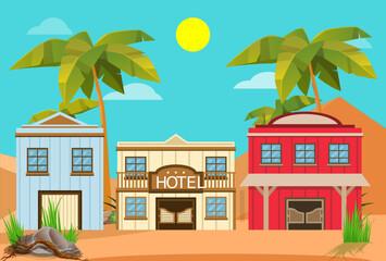 Obraz premium Desert Hotel Concept Illustration Stylish and Beautiful