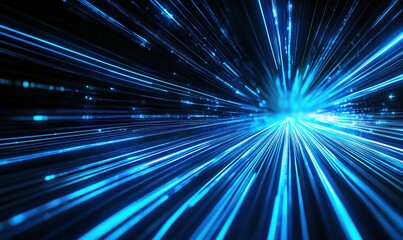 Dynamic blue light streaks creating a sense of speed and motion in digital space
