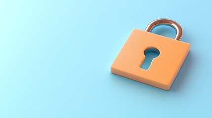 Bright Orange Padlock with Keyhole on a Soft Blue Background Symbolizing Security and Protection of Information