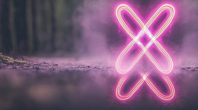 Neon pink symbol in forest