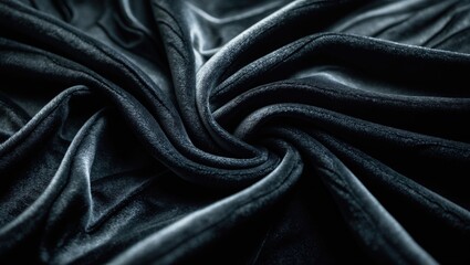 Fototapeta premium Black luxury velvet backdrop, with selective focus. Velour flannel texture.
