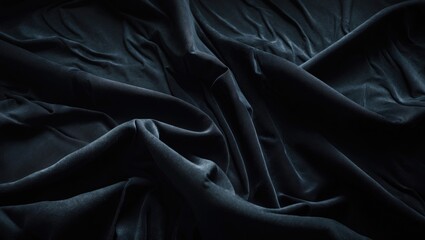Obraz premium Black fabric texture backdrop, Black fabric backdrop featuring wrinkles