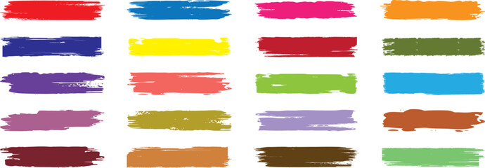 Colorful paint strokes. Set of colorful brush strokes, lines, Brush stain. Grungy brushes collection. Vector black paint brush. Rectangle brush collection. permanent marker pen stroke set.