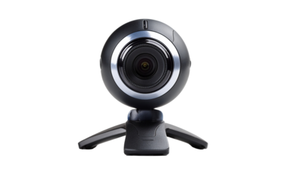 A webcam on a small tripod for video calls, isolated on transparent background png
