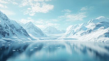 World Day for Glaciers isolated polar region with frozen icebergs
