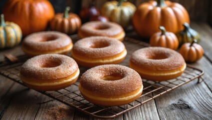 Sweet homemade apple cider donuts coated with cinnamon sugar resting on a baking rack.
