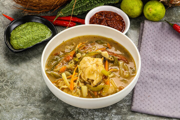 Chinese wonton soup with dumplings