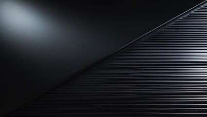 Polished black metal backdrop. Striped abstract design.