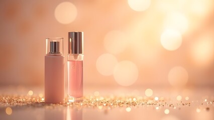 Ethereal Skincare Product Display Bokeh Light Play in Dreamy Cinematic Composition