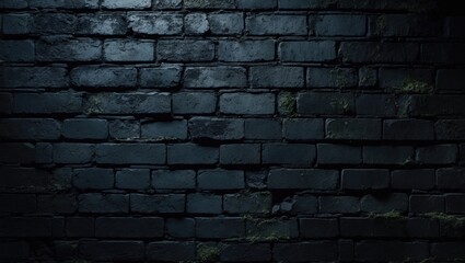 Black brick wall, background of brickwork for design purposes.