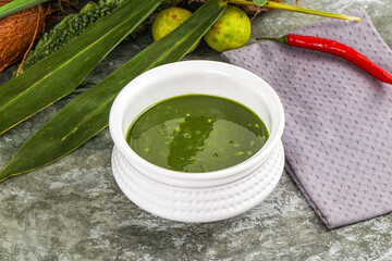 Green spinach cream vegan soup