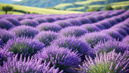 Obraz premium Stunning lavender fields are flourishing in the sunlight.