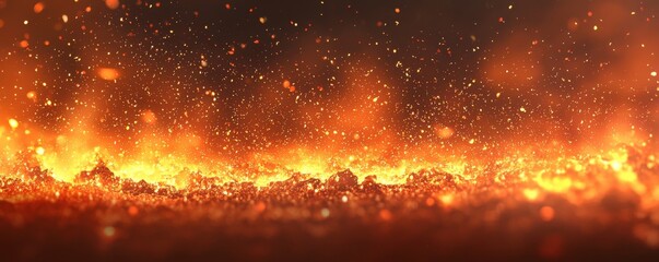 A vibrant scene of glowing embers and sparks, resembling molten lava, creating an intense and dynamic atmosphere.