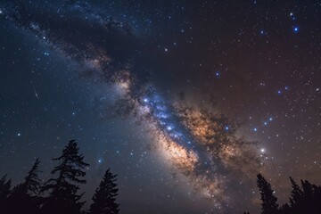 Fototapeta premium Celestial Symphony of the Milky Way: A Stellar Harmony in the Dark Universe