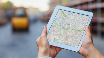 Warehouse Worker Using Digital Map On Tablet, Navigation And Technology In Logistics.