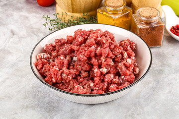 Raw beef minced meat for cooking