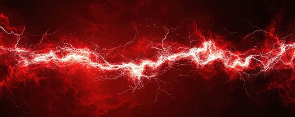 A dynamic display of red lightning bolts against a dark background, creating an electrifying and intense visual effect.
