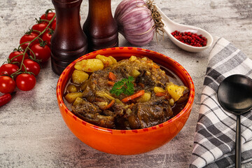 Gourmet Oxtail beef soup with vegetables
