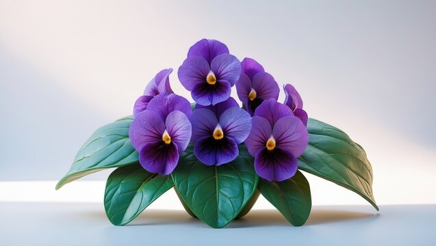 Purple African Violet isolated against a detailed background of plants.