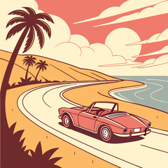 retro car on the beach