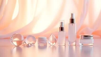 Glistening Glass Elegance Hyper-Realistic Beauty Product Showcase