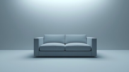 Modern Minimalist Light Blue Sofa in Empty Room