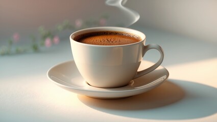 Obraz premium Hot Americano black coffee. Close-up view of an isolated coffee cup with a clipping path.