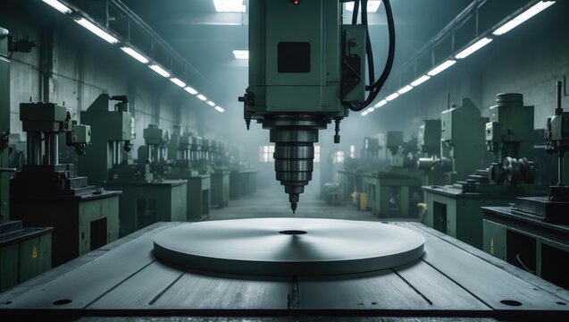 Coordinate punching press machine operating on a metal plate.