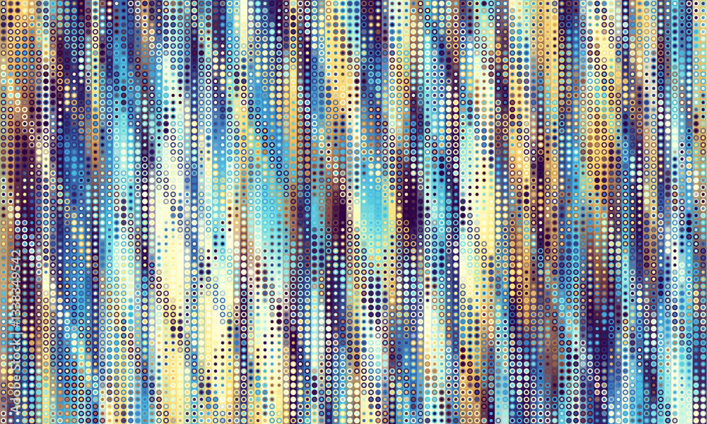 Poster Pixilated abstract Energy background. Halftone effect. Vector image. Small particles with overlay moire effect