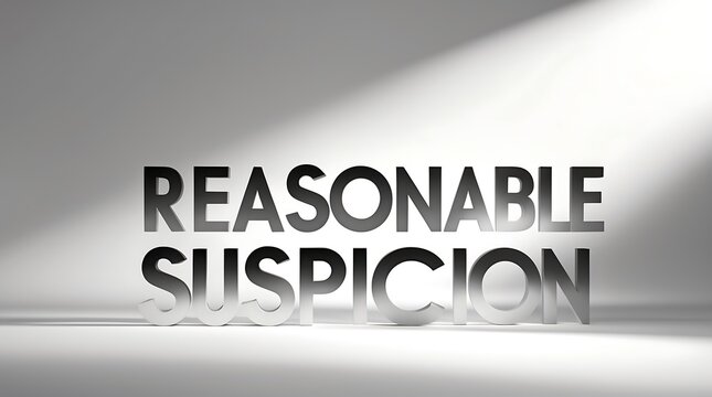 Expression of reasonable suspicion captured in striking typography on a simple background